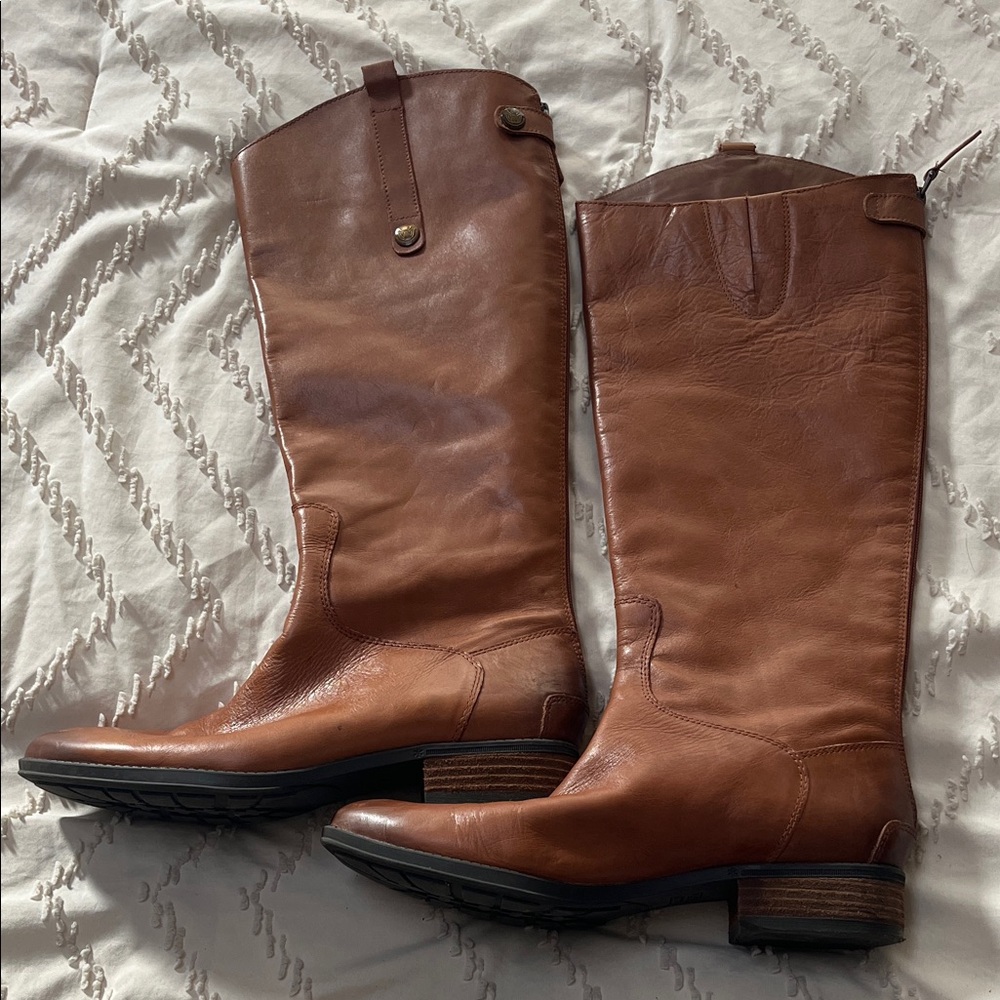 Sam Edelman Brown Leather Tall Heeled Boots